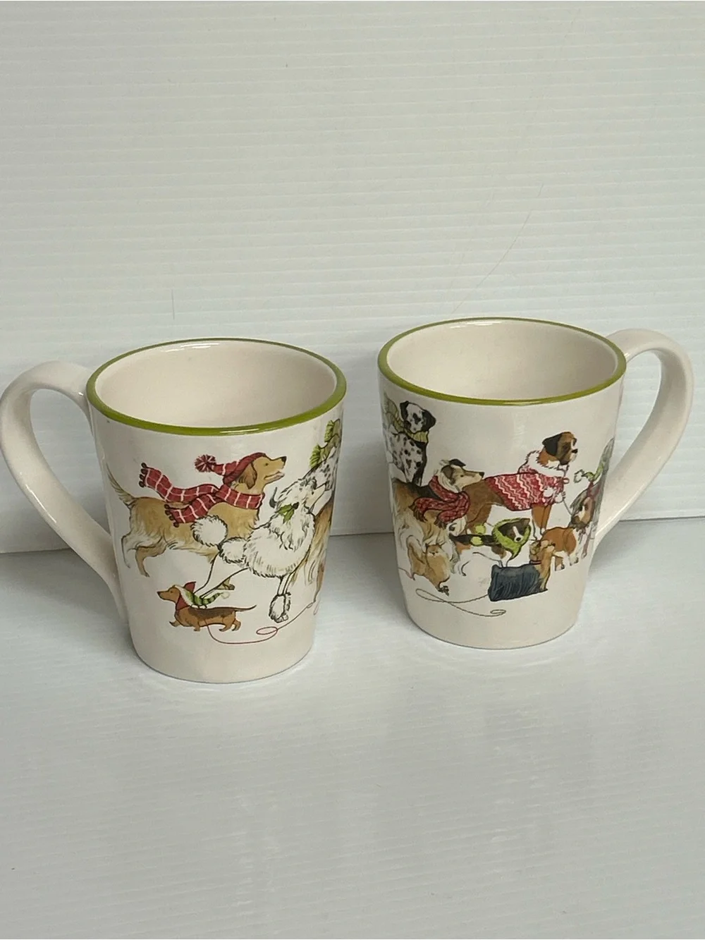 Set of 2 Pier 1 Imports  Park Avenue Puppies Dogs Coffee Tea Cups Mug Retired